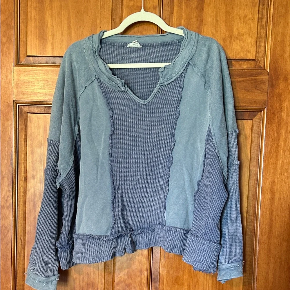 POL Distressed Blue Sweatshirt - Picture 1 of 3